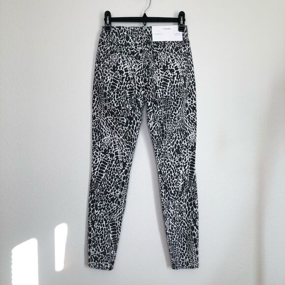 NEW FRAME Black Le High Abstract Animal Noir Multi Pant Skinny Jeans Size 25 - Picture 7 of 10